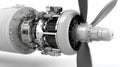 Detailed Cutaway View of an Aircraft Radial Engine with Propeller Blades Royalty Free Stock Photo