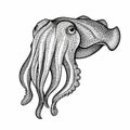 Detailed Cuttlefish Illustration Royalty Free Stock Photo