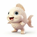 Detailed 3d Baby Haddock Toy Fish In Playful Pose - 8k Resolution Royalty Free Stock Photo