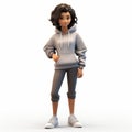 Detailed 3d Cartoon Character: Nancy In Hoodie And Workout Shoes