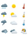 Colored Weather Forecast Icons Set Collection