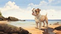 Detailed 2d Game Art Illustration Of A Dog On The Beach