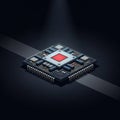 Detailed 3D Illustration of an Advanced Microchip on a Dark Background Royalty Free Stock Photo