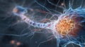 Detailed 3D illustration of a neuron: nervous system, synapses, and brain activity. Royalty Free Stock Photo