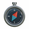 A detailed 3D illustration of a stylish compass featuring a silver outer ring and blue inside Royalty Free Stock Photo
