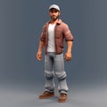 Detailed 3d Male Casual Game Character Design In Brown Jeans And Hat