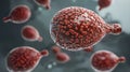 Microscopic View of Cryptococcus Neoformans Yeast Cells Medical Illustration AI generated.