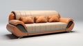 Detailed 3d Modeling Of Brown And Orange Couch With Smooth And Shiny Finish Royalty Free Stock Photo