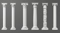 Detailed 3D modern illustration of greek stone pillar of temple building. Antique marble colonnade for historical facade Royalty Free Stock Photo