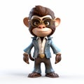 Detailed 3d Monkey Model In Business Suit And Glasses