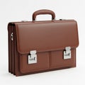 Classic Brown Leather Briefcase with Silver Combination Locks on White Background business Royalty Free Stock Photo