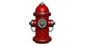 A Detailed 3D Render of a Classic Red Fire Hydrant Against a White Background, Showing its Metallic Components and Chains Royalty Free Stock Photo