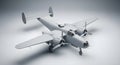 3D render of a classic twin-engine bomber aircraft on a light grey background airplane Royalty Free Stock Photo