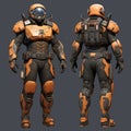 Detailed 3d Render Of Futuristic Captain In High-mobility Armor On Mars