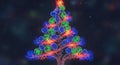 Detailed 3D render of glowing biological cells and gold molecular structures forming an abstract stylized Christmas tree on a vivi Royalty Free Stock Photo