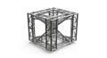 3D Render of a Metallic Cube Truss Structure on a White Background cubic Royalty Free Stock Photo
