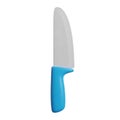 Modern ceramic chef knife with bright blue handle on isolated white background Royalty Free Stock Photo
