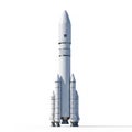 Detailed 3D Render of a Multi- Stage White Space Rocket with Booster Rockets on a White Background Royalty Free Stock Photo
