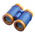 Detailed 3d rendering of blue and orange binoculars for focused vision tool Royalty Free Stock Photo