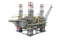Detailed 3d rendering of a complex offshore oil drilling platform machinery rig Royalty Free Stock Photo