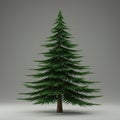 A detailed 3D rendering of a coniferous tree, resembling a pine or fir, with a Royalty Free Stock Photo