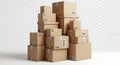 Stacked Cardboard Boxes with Transparent BG Royalty Free Stock Photo