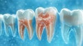 Detailed 3D Rendering of Human Teeth Showing Decay and Sensitivity Royalty Free Stock Photo