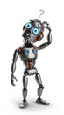Confused Robot Scratching Head with Question Mark Royalty Free Stock Photo