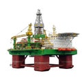 Detailed 3D Render of an Offshore Oil Rig Platform on a White Background drilling industry Royalty Free Stock Photo