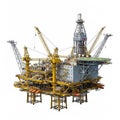 Large offshore oil drilling platform with cranes and helideck on a white background oil rig Royalty Free Stock Photo