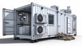Modular Container Building with HVAC and Interior Equipment on White Royalty Free Stock Photo