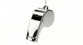 Shiny silver coach whistle hanging on a thread Royalty Free Stock Photo