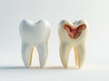 3D Comparison of Healthy vs Decayed Teeth A Visual Guide to Dental Health and Prevention Royalty Free Stock Photo