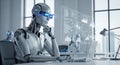 Humanoid Robot Working with Data Interface Royalty Free Stock Photo
