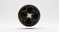 A 3D rendered spherical object with an intricate network of interconnected lines and dots forming a complex geometric pattern on Royalty Free Stock Photo