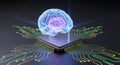Advanced Artificial Intelligence Brain and Neural Processor on Microchip for Future Technology Innovation. Royalty Free Stock Photo
