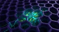 Nanobots operate inside a glowing cellular matrix Royalty Free Stock Photo