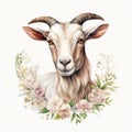 Detailed Dappled Goat Watercolor Clipart For Digital Painting And Paper Crafting