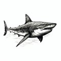 Detailed Dark White And Bronze Great White Shark Drawing Royalty Free Stock Photo