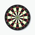 Detailed dart board with red bullseye