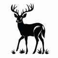 Detailed Deer Silhouette With Bold Antler And Foliage Royalty Free Stock Photo