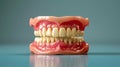 Detailed Denture Model on Reflective Surface. Generative ai Royalty Free Stock Photo