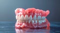 Detailed Denture Model on Reflective Surface. Generative ai Royalty Free Stock Photo