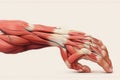 Human arm and hand showing muscles and tendons. Isolated on white background. Royalty Free Stock Photo