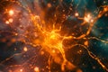 Detailed depiction of neurons firing in a human brain