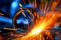 welding steel. welder, many sparks, Generative AI