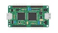 Dual-Microcontroller Development PCB with USB Connectors and Components Royalty Free Stock Photo