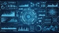 A detailed digital dashboard displaying complex data analytics and futuristic interface elements Royalty Free Stock Photo