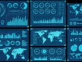 Digital data dashboard with global maps and charts Royalty Free Stock Photo