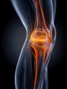 Detailed digital illustration of a human knee joint with surrounding bones and tissues Royalty Free Stock Photo